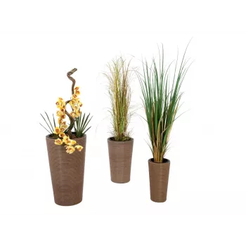 EUROPALMS India decoratieve bloempot-set, 3 maten, grijze steenlook, indoor/outdoor 83011268