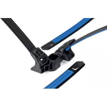 HellermannTyton 2-delige bevestigingsbinder voor 5,0-6,0 mm bundels, kerstboommontage, PA66, zwart, 40 mm lengte 156-04098