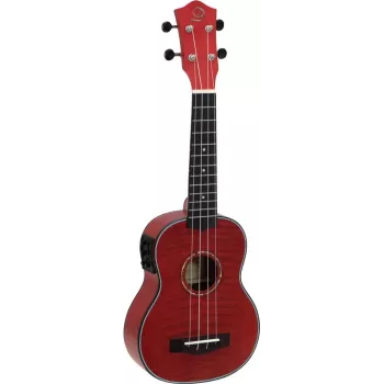 DIMAVERY UK-100 sopraan-ukulele, Flamed Red 26255807