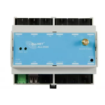 ALLNET ALL3505v2 IP-gebouwautomatiseringscontroller met 8 sensorpoorten, DIN-railmontage