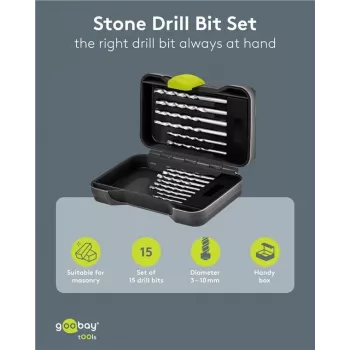 GOOBAY TOOLS 15-delige steenboor-set 4-12 mm met wolfraamcarbide punt in etui 77849