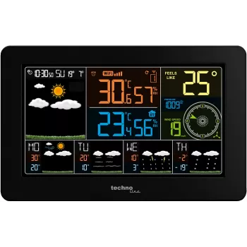 Techno Line WD2700 WLAN-weerstation met 4-daagse voorspelling, kleurendisplay, binnen-/buitensensor