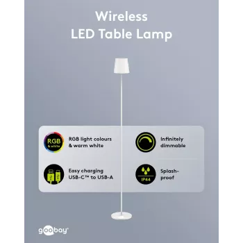 WENTRONIC Goobay draadloze LED-vloerlamp XL 122 cm RGBW wit (76572)