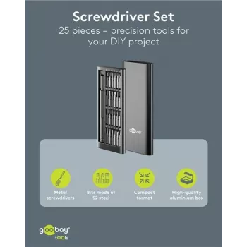 Goobay 77836 precisie-schroevendraaierset 24-delig met magnetische bithouder