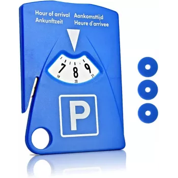 IWH 7417 manuele parkeerschijf met ijskrabber en winkelwagenmuntje, blauw, 153 x 100 x 4 mm