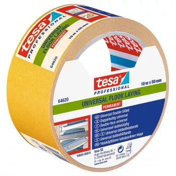 tesa 64620-00018-11 dubbelzijdige tapijtlegband, wit, 10 m x 50 mm