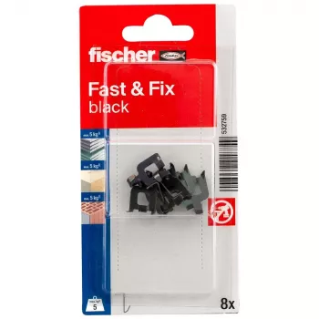 fischer Fast & Fix wandhaak K NV zwart (1 set) – zelfklevend, zonder boren, herbruikbaar