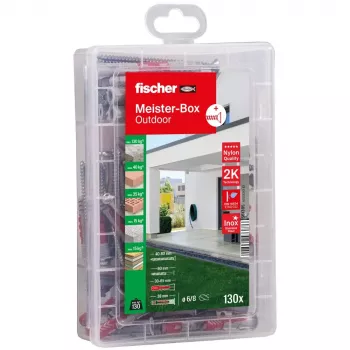 FISCHER Handige helper pluggen- en schroevensortiment voor buiten en vochtige ruimtes 130 delen 561385