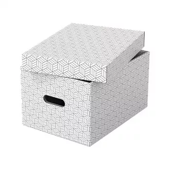 LEITZ 628282 opbergbox Home Medium, 3-delige set, wit, 100% gerecycled golfkarton, afneembaar deksel, stapelbaar