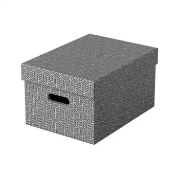 Esselte Home Opbergbox M, 17,5 L, 26,5 x 36,5 x 20,5 cm, 3-pack, wit/grijs (628283)