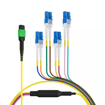 EFB Elektronik MPOF08LCOS2-10 MPO-PLUS/APC(F) naar LC OS2 8-vezel trunk-kabel, type B, LSZH geel, 10m