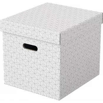 LEITZ Home Cube Opbergbox-set met 3 stuks, wit, 100% gerecycled golfkarton, afneembaar deksel 628288