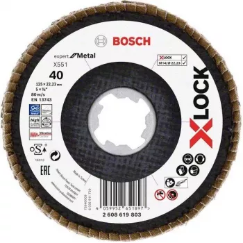 Bosch Expert for Inox X-LOCK doorslijpschijf, 125 x 1,0 mm, roestvrij staal, 1 stuk 2608619803