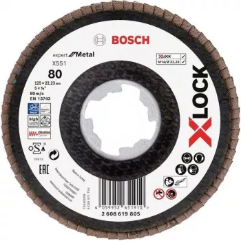 Bosch Accessories 2608619805 Expert for Inox X-LOCK doorslijpschijf, 125 mm x 1,0 mm, 60 korrel, roestvrij staal, 1 stuk