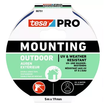 tesa Montage PRO Outdoor 66751-00001-00 transparant montageband, 5 m x 19 mm, 1 rol