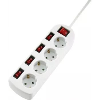 Sygonix SY-4535068 Schuko-stopcontactadapter met schakelaar, wit, 16 A, 3680 W, kinderveiligheid