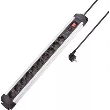 SYGONIX SY-4755616 overspanningsbeveiliging stekkerdoos zilver zwart 6 Schuko-stopcontacten 1,5m