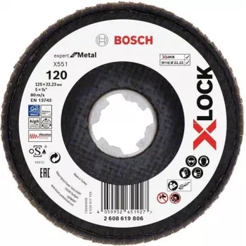 Bosch Accessories 2608619806 Expert for Inox X-LOCK slijpschijf 125 mm, korrel 60, 1 stuk