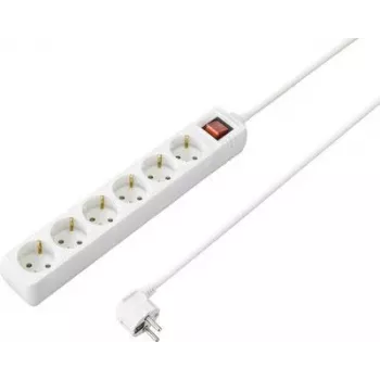 SYGONIX SY-4891004 4-voudige stekkerdoos met schakelaar, wit, 1,5 m kabel, Schuko