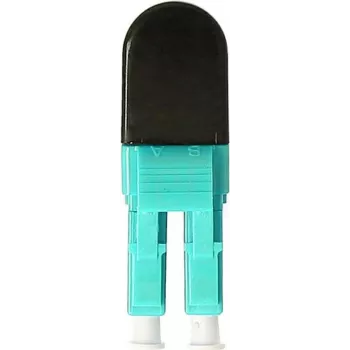BLUELAN BlueOptics OM3 LC/UPC duplex multimode glasvezel loopback-adapter, aqua, keramische ferrule, -40°C tot +85°C BOLBLCOM3