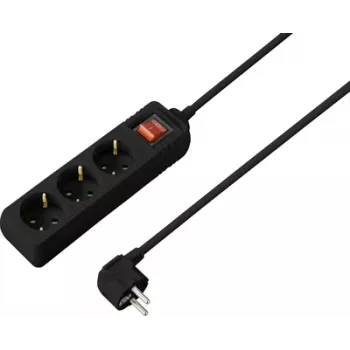Sygonix SY-4890984 6-voudige Schuko-stekkerdoos met verlichte schakelaar, 1,5 m kabel, zwart