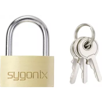 Sygonix SY-5045288 Messing hangslot 29,8 mm gelijksluitend? Nee, verschillend sluitend Goudgeel