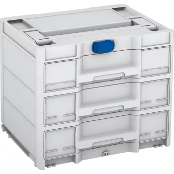 TANOS Systainer³ Sortainer/3 M 337 Modulaire kleinonderdelen-organizer met 3 laden, ABS-kunststof, lichtgrijs/antraciet, 396 x 330 x 296 mm 83000874