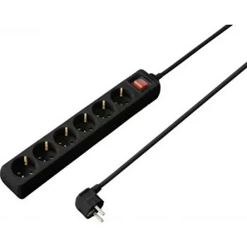Sygonix SY-4891002 Schuko-stekkerdoos met schakelaar, zwart, 1 stopcontact, 1,5 m kabel