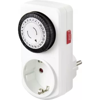Sygonix SY-5042668 Analoge tussenstekker-tijdschakelaar dagprogramma 3680 W IP20 continuwerking wit