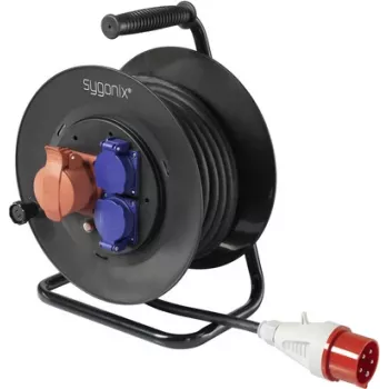 Sygonix SY-5806894 kabelhaspel 25 m CEE-stekker 16 A 5-polig IP44 zwart
