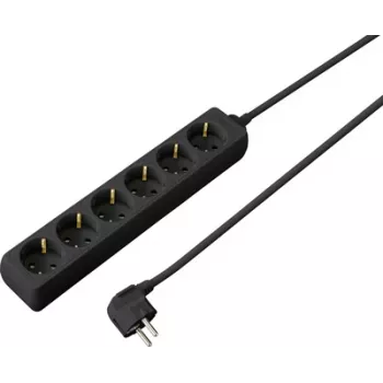 Sygonix SY-4890996 3-voudig Schuko-stopcontactdoos met verlichte schakelaar, 1,5 m kabel, zwart