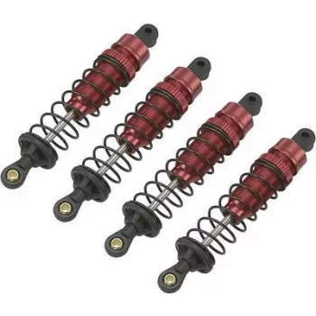 Reely 1:10 aluminium oliedrukschokdemper rood metallic met zwarte veren 90 mm (1 stk.) RE-7409439