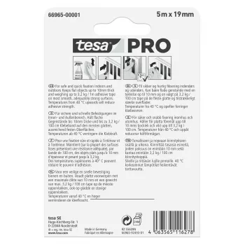 tesa Montage PRO transparant 66965-00001-00 dubbelzijdig acrylschuim montageband, 5 m x 19 mm, houdt tot 10 kg/m, UV- en vochtbestendig, voor binnen en buiten