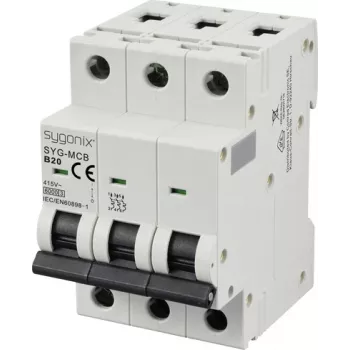Sygonix SY-6440996 3-polige installatieautomaat B20 20A 415V AC 6kA DIN-rail