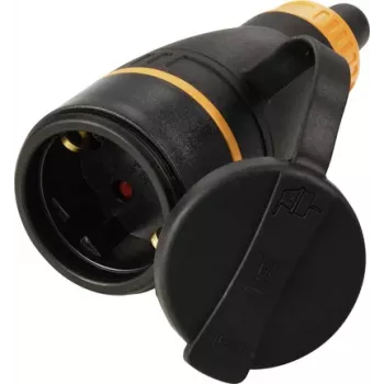 Sygonix SY-6618484 Schuko-veiligheidscontactkoppeling TPE PC 250 V/AC zwart oranje IP44