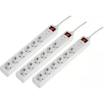 Sygonix 3xSY-5044446 overspanningsbeveiliging stopcontactblok, 6-voudig, wit, 1,5m kabel, 3-pack
