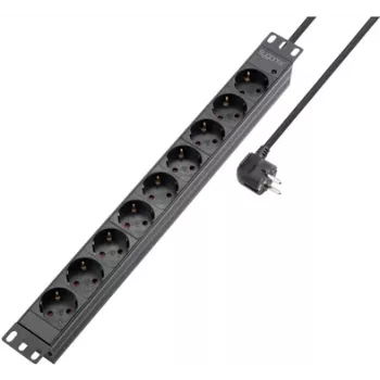 Sygonix SY-5799004 19-inch 9-voudig rackmontage-stopcontactblok, schuko, 2m kabel, zwart