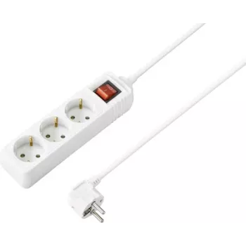 Sygonix SY-4890986 6-voudige stekkerdoos met verlichte schakelaar, 1,5 m kabel, wit