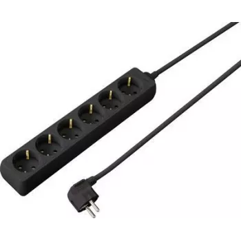 SYGONIX SY-4890992 stekkerdoos, 6 Schuko-stopcontacten, zonder schakelaar, zwart, 1,5 m kabel