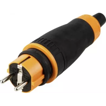 Sygonix SY-6618478 Schuko veiligheidsstekker TPE PC 250 V/AC zwart oranje IP44