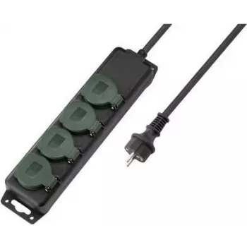 SYGONIX SY-5145340 stekkerdoos zonder schakelaar, 3 Schuko-stopcontacten, 1,5 m kabel, zwart/groen