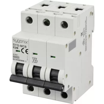 Sygonix SY-6441086 SYG-MCB 3P C20 6kA installatieautomaat, 3-polig, 20 A, 415 V AC, C-karakteristiek, 6 kA, DIN-rail