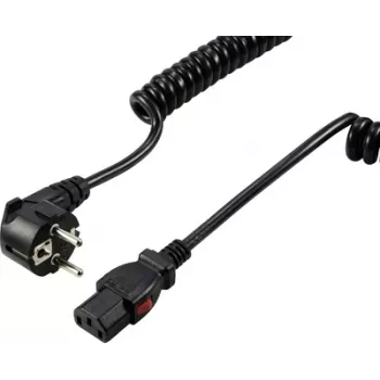 Sygonix SY-6733074 Vergrendelbare koude-apparatuur-netkabel CEE 7/7 naar IEC C13 3m Zwart