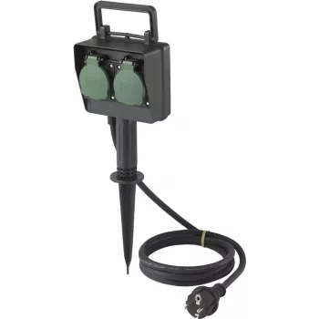 Sygonix SY-5231004 Buitenstopcontact 2-voudig zwart/groen IP44 16A 230V
