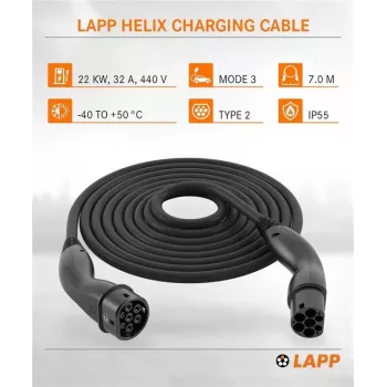 Lapp Mobility Type 2 Helix laadkabel 22 kW 7 m zwart