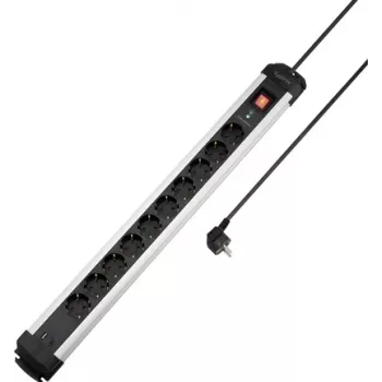 Sygonix SY-6807136 10-voudig overspanningsbeveiliging stekkerdoos, Schuko, 1,5 m kabel, zwart/zilver