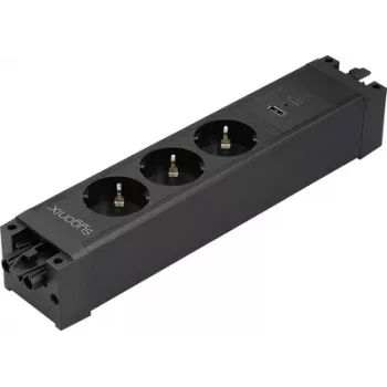 Sygonix SY-6872236 3-voudig inbouw stopcontactmodule zonder schakelaar, zwart