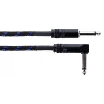 Cordial 14780 instrumentkabel 3 m – 6,3 mm TS jack naar 6,3 mm TS jack, zwart/blauw textielmantel