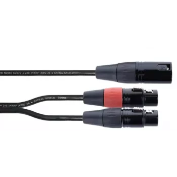 Cordial EY 0,3 MFF XLR Y-adapterkabel - 1x XLR plug naar 2x XLR bus, 0,3 m, zwart 14881