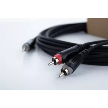 Cordial 14857 3,5mm jack naar 2 RCA audio Y-adapterkabel 5m zwart